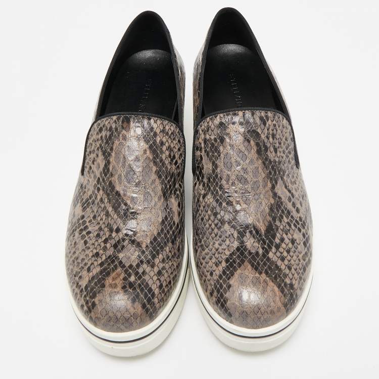 Pre Owned Stella McCartney Brown Faux Python Leather Binx Sneakers Size 41