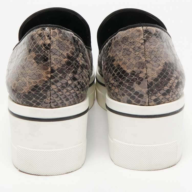Pre Owned Stella McCartney Brown Faux Python Leather Binx Sneakers Size 41