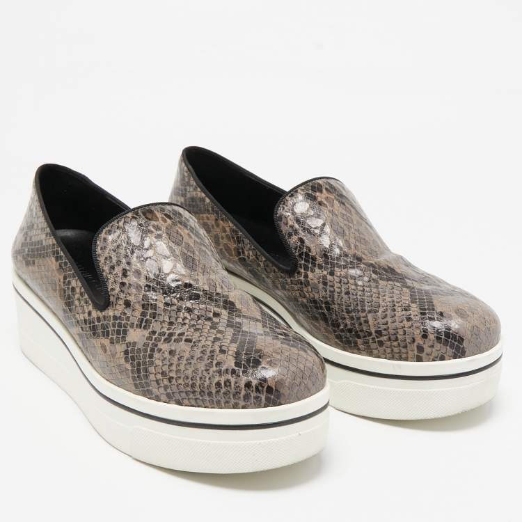 Pre Owned Stella McCartney Brown Faux Python Leather Binx Sneakers Size 41