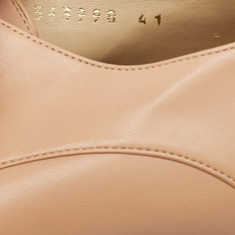 Pre Owned Stella McCartney Beige Faux Leather Elyse Star Wedge Sneakers Size 41