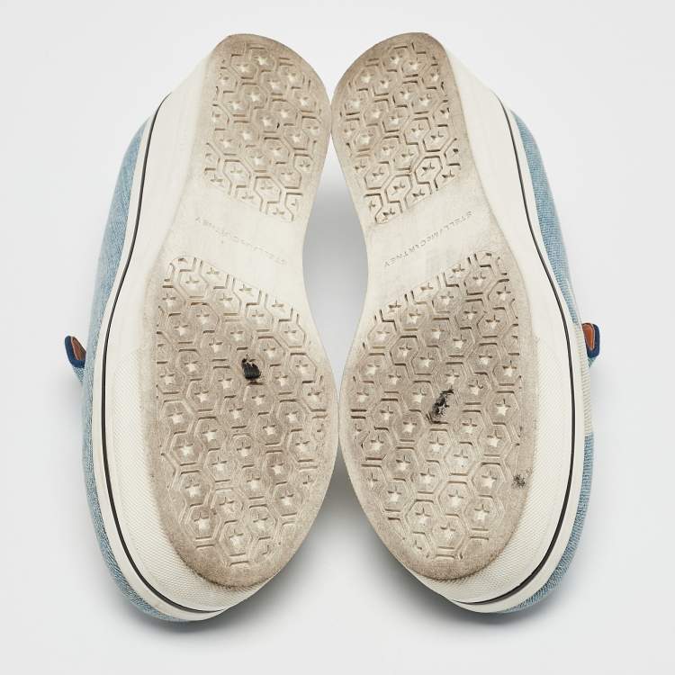 Pre Owned Stella McCartney Blue Denim Binx Star Platform Slip On Sneakers Size 38