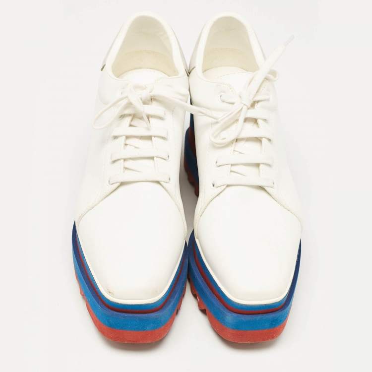 Pre Owned Stella McCartney White Faux Leather Elyse Platform Sneakers Size 37