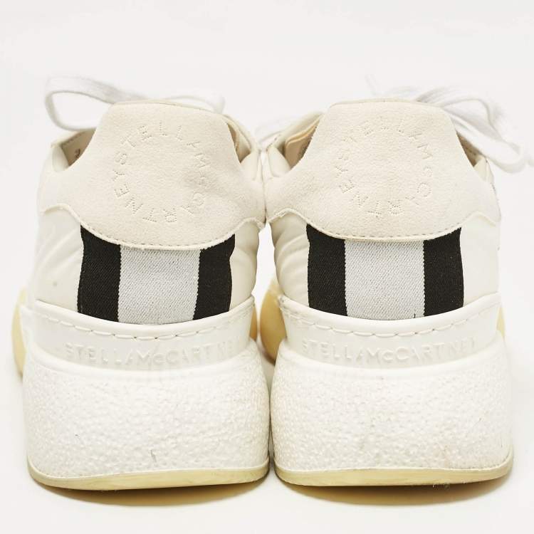 Pre Owned Stella McCartney White Fabric and Faux Suede Eclypse Low Top Sneakers Size 40