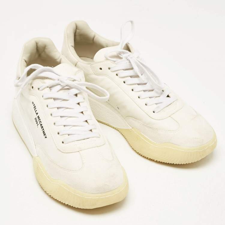 Pre Owned Stella McCartney White Fabric and Faux Suede Eclypse Low Top Sneakers Size 40
