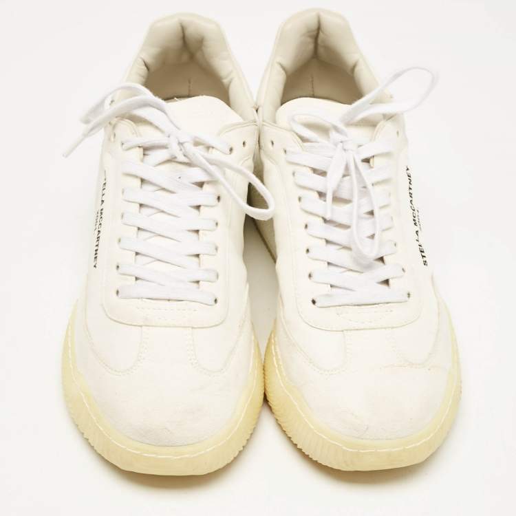 Pre Owned Stella McCartney White Fabric and Faux Suede Eclypse Low Top Sneakers Size 40