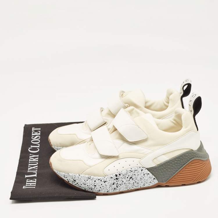 Pre Owned Stella McCartney White Faux Leather and Faux Suede Eclypse Sneakers Size 40