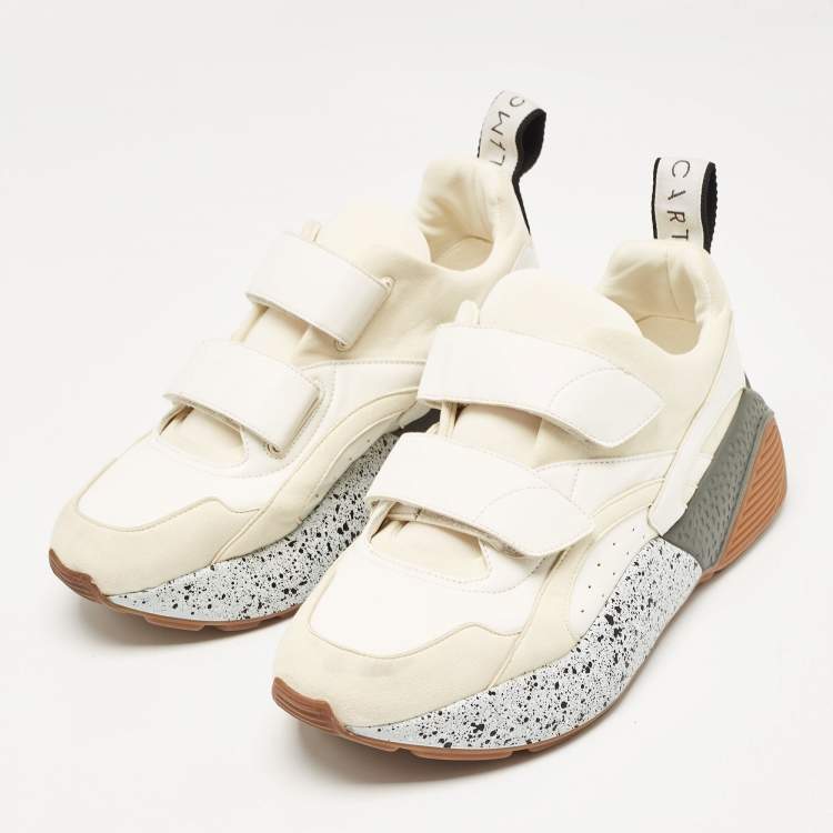Pre Owned Stella McCartney White Faux Leather and Faux Suede Eclypse Sneakers Size 40