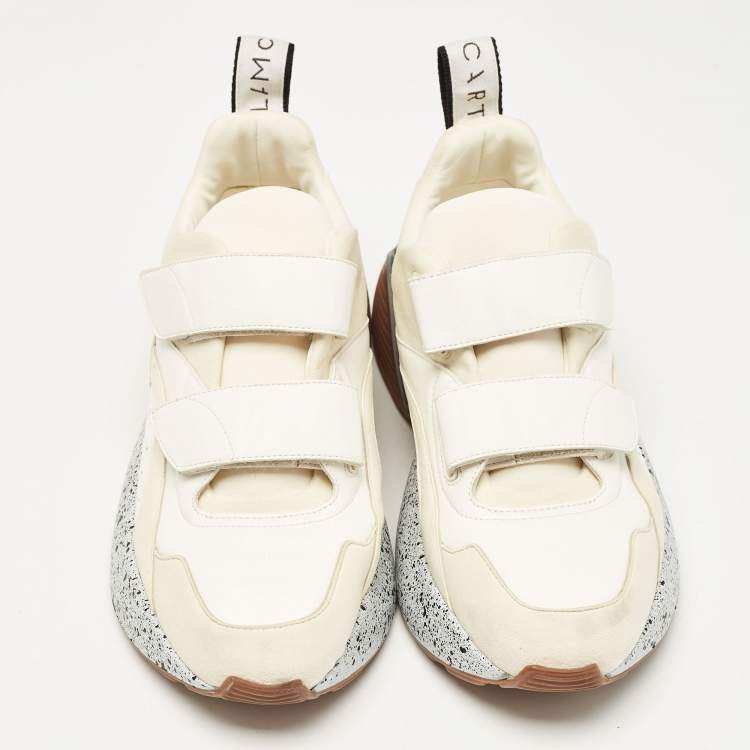 Pre Owned Stella McCartney White Faux Leather and Faux Suede Eclypse Sneakers Size 40