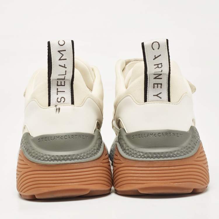 Pre Owned Stella McCartney White Faux Leather and Faux Suede Eclypse Sneakers Size 40