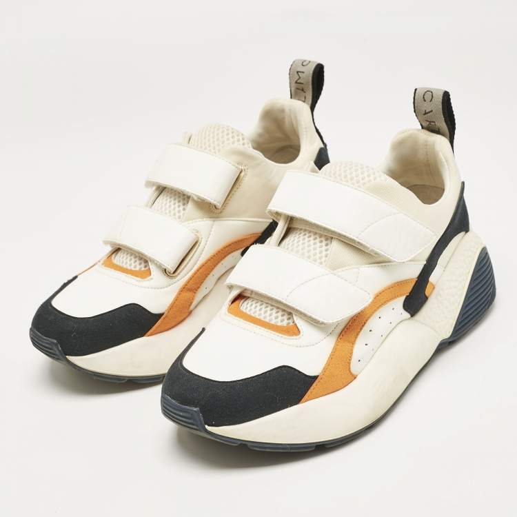 Pre Owned Stella McCartney Multicolor Faux Leather and Faux Suede Eclypse Lace Up Sneakers Size 39