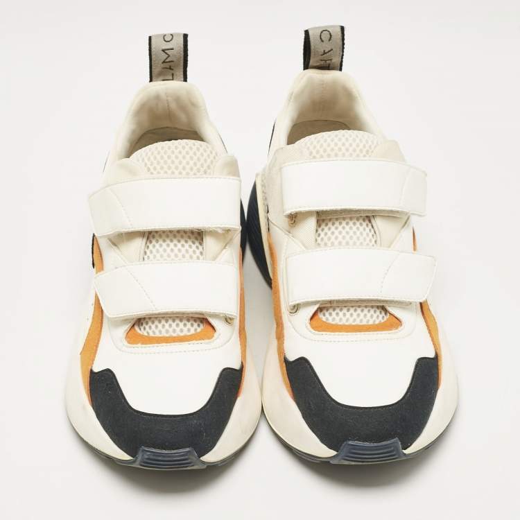 Pre Owned Stella McCartney Multicolor Faux Leather and Faux Suede Eclypse Lace Up Sneakers Size 39