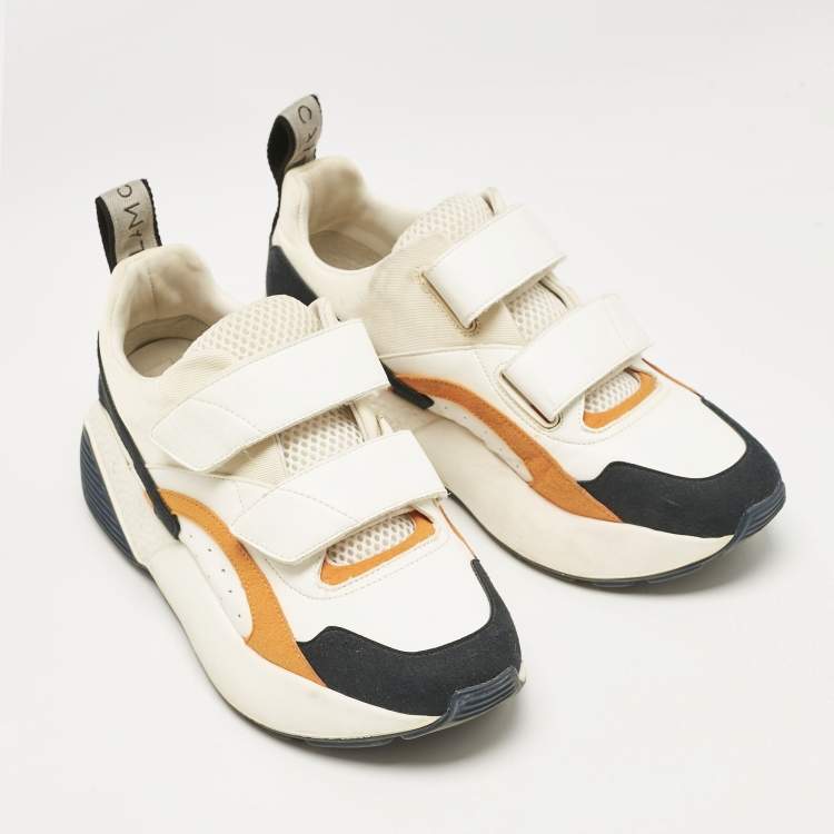 Pre Owned Stella McCartney Multicolor Faux Leather and Faux Suede Eclypse Lace Up Sneakers Size 39