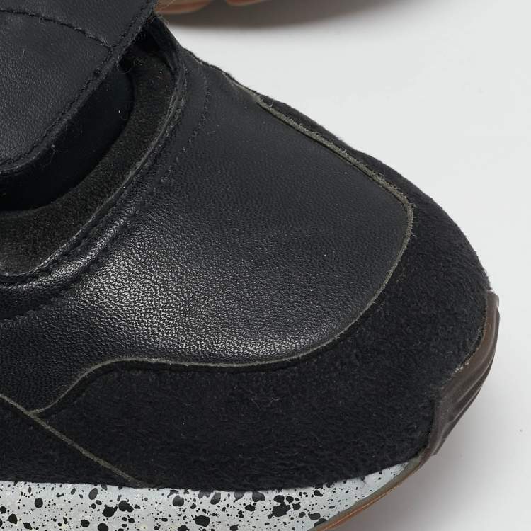 Pre Owned Stella McCartney Black Faux Leather and Faux Suede Eclypse Sneakers  Size 37