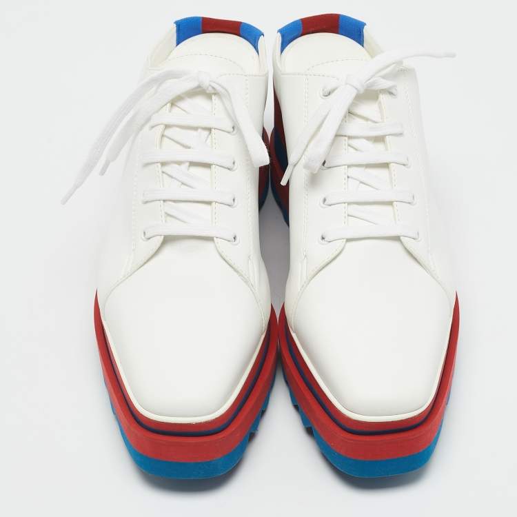 Pre Owned Stella McCartney White Faux Leather Elyse Platform Mules Size 38.5