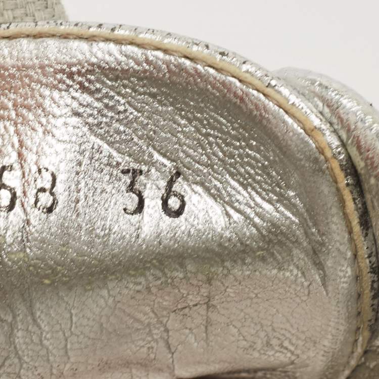 Pre Owned Stella McCartney Silver/White Faux Leather Elyse Star Platform Derby Sneakers Size 36