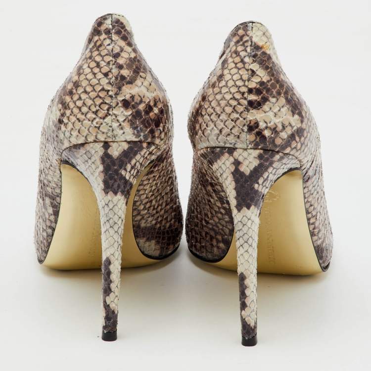 Pre Owned Stella McCartney Multicolor Faux Snakeskin Embossed Leather Peep Toe Pumps Size 40