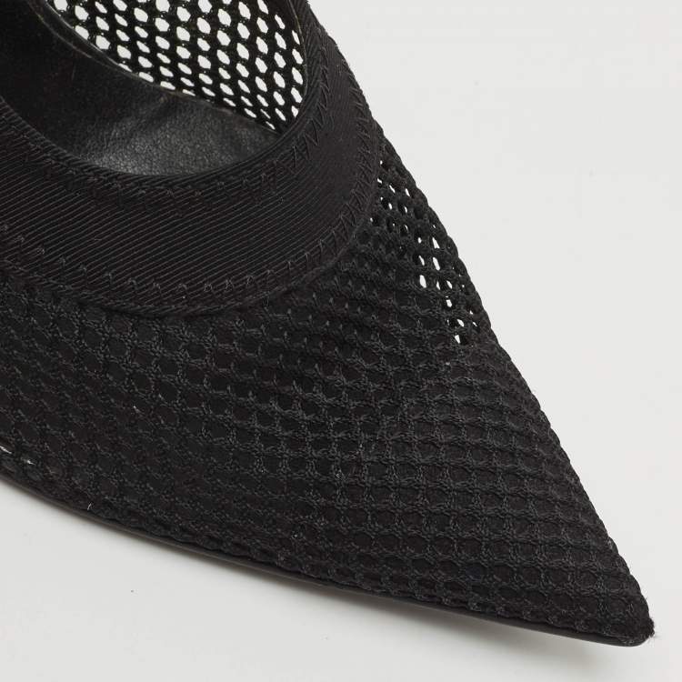 Pre Owned Stella McCartney Black Knit Mesh Pointed Toe Pumps Size 36