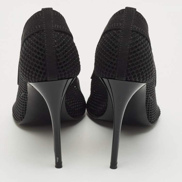 Pre Owned Stella McCartney Black Knit Mesh Pointed Toe Pumps Size 36