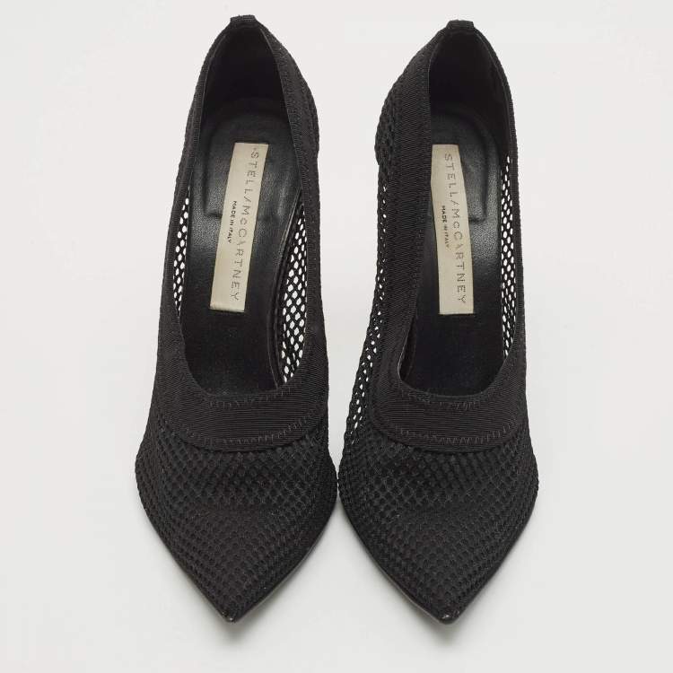 Pre Owned Stella McCartney Black Knit Mesh Pointed Toe Pumps Size 36