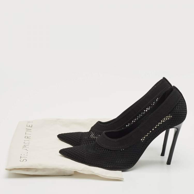 Pre Owned Stella McCartney Black Knit Mesh Pointed Toe Pumps Size 36