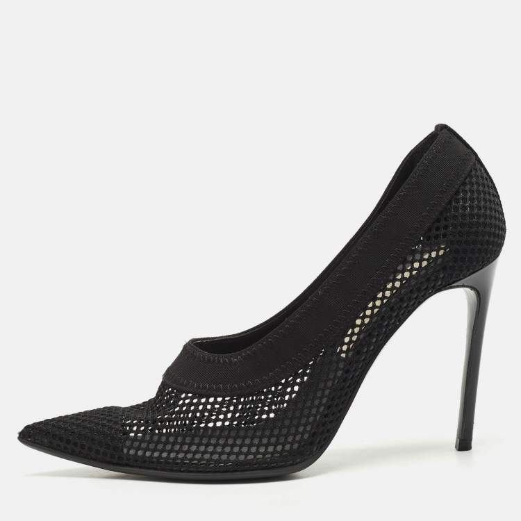 Pre Owned Stella McCartney Black Knit Mesh Pointed Toe Pumps Size 36