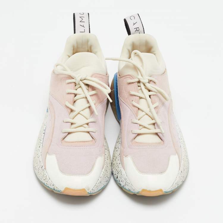 Pre Owned Stella McCartney Multicolor Faux Leather and Faux Suede Eclypse Lace Up Sneakers Size 39
