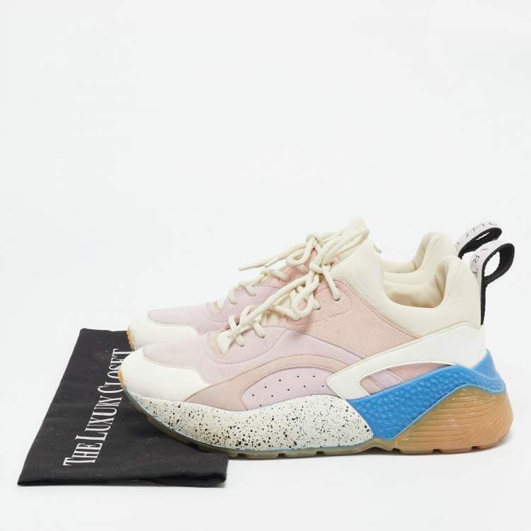 Pre Owned Stella McCartney Multicolor Faux Leather and Faux Suede Eclypse Lace Up Sneakers Size 39