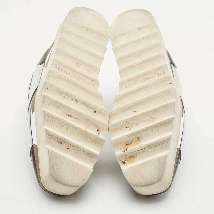 Pre Owned Stella McCartney Grey/Sliver Faux Leather Elyse Star Platform Lace Up Derby Size 35.5