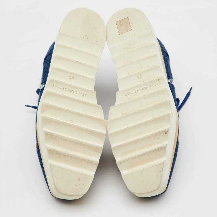 Pre Owned Stella McCartney Blue Denim Elyse Star Platform Derby Sneakers Size 39.5