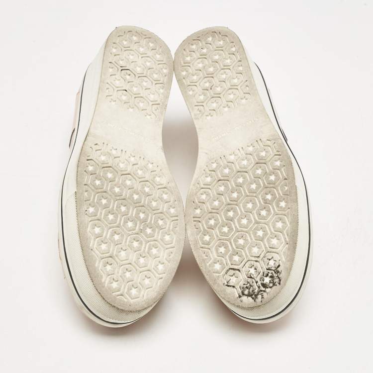 Pre Owned Stella McCartney Rose Gold Faux Leather Elyse Star Slip On Sneakers Size 37