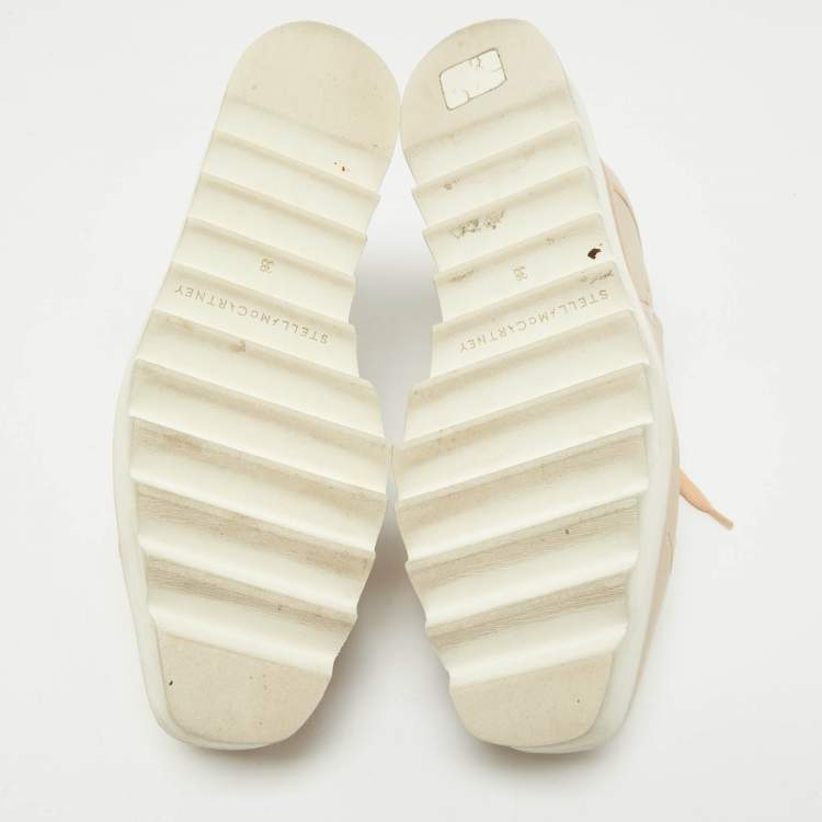 Pre Owned Stella McCartney Beige Faux Leather and Faux Snakeskin Leather Elyse Sneakers Size 38