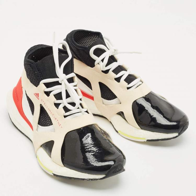Pre Owned Stella McCartney Multicolor Faux Leather and Faux Suede ultraboost 21 Lace Up Sneakers Size 38