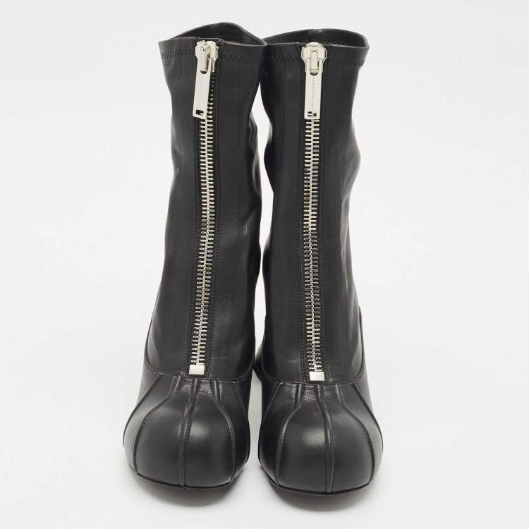 Pre Owned Stella McCartney Black Faux Leather Groove Ankle Boots Size 41