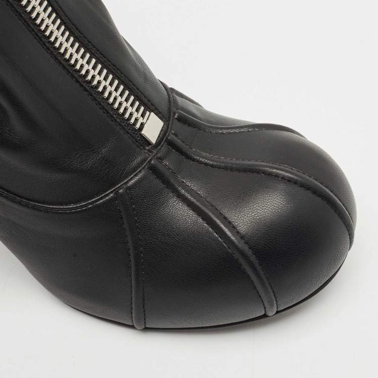 Pre Owned Stella McCartney Black Faux Leather Groove Ankle Boots Size 41