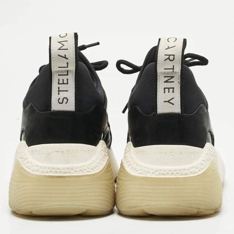 Pre Owned  Stella McCartney Black Faux Leather and Fabric Eclypse Low Top Sneakers Size 39