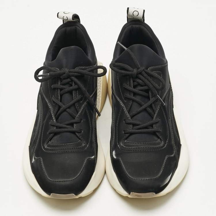 Pre Owned  Stella McCartney Black Faux Leather and Fabric Eclypse Low Top Sneakers Size 39