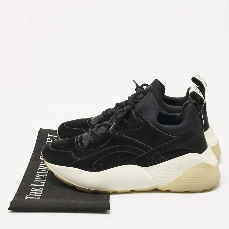 Pre Owned  Stella McCartney Black Faux Leather and Fabric Eclypse Low Top Sneakers Size 39