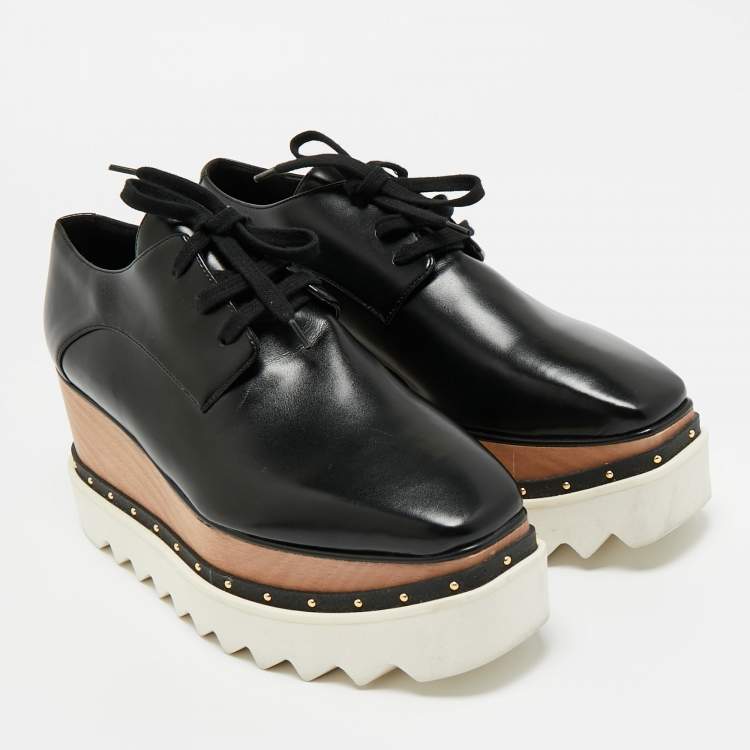 Pre Owned Stella McCartney Black Faux Leather Elyse Sneakers Size 37