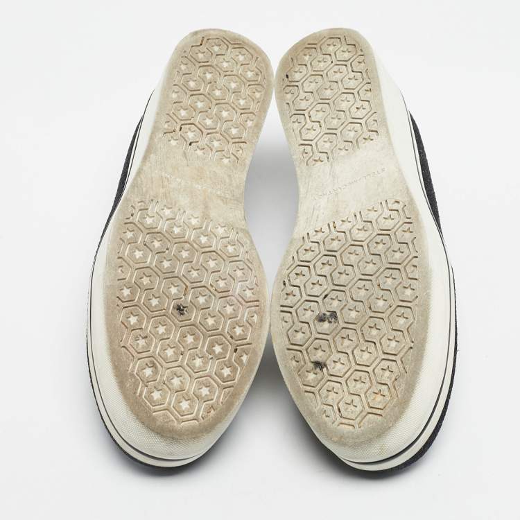 Pre Owned Stella McCartney Black Glitter Binx Star Slip On Sneakers Size 38