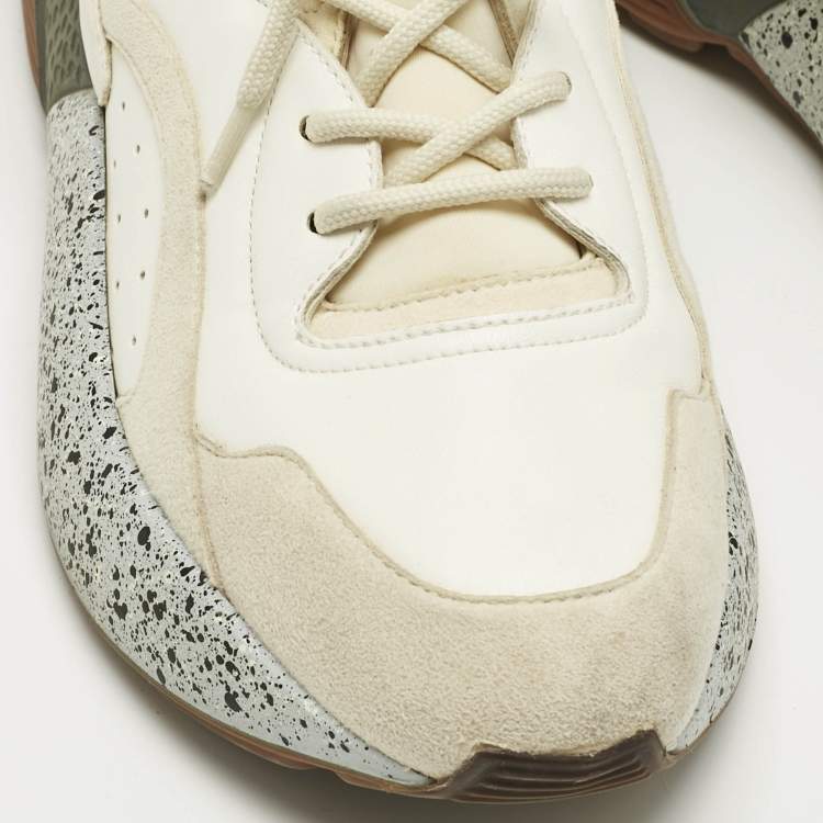Pre Owned Stella McCartney Cream/White Fabric and Faux Leather Eclypse Lace Up Sneakers Size 39