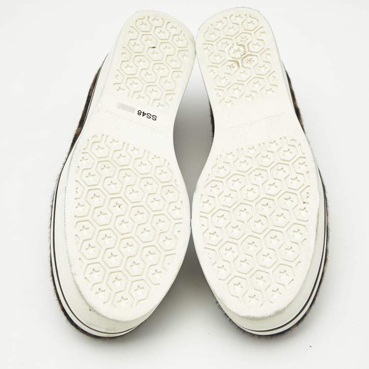 Pre Owned Stella McCartney Two Tone Leopard Print Calf Hair and Leather Binx Derby Sneakers Size 36