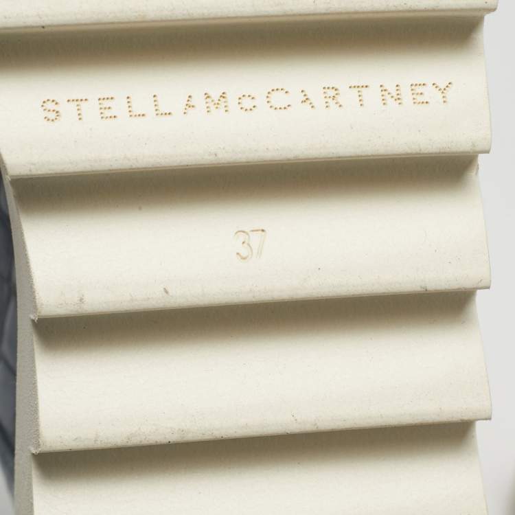 مملوكة مسبقًا حذاء رياضي ستيلا مكارتني إليسي جلد صناعي بنقشة تمساح أزرق/أبيض نعل سميك مقاس 37