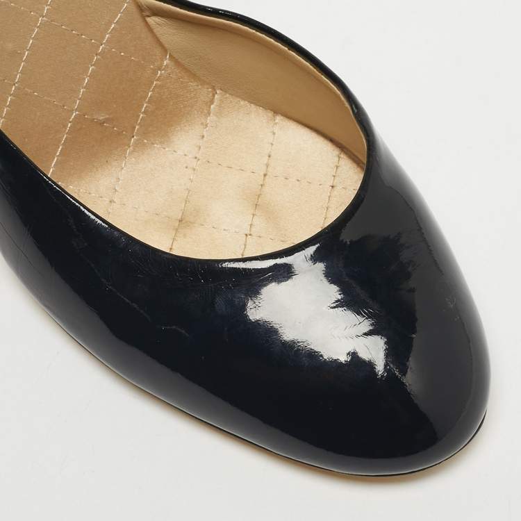 مملوكة مسبقًا Stella McCartney Black/Beige Patent Leather D'orsay Ankle Strap Pumps Size 38