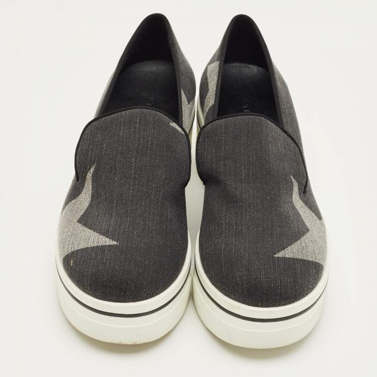 Pre Owned Stella McCartney Black/Grey Denim Binx Slip On Sneakers Size 36