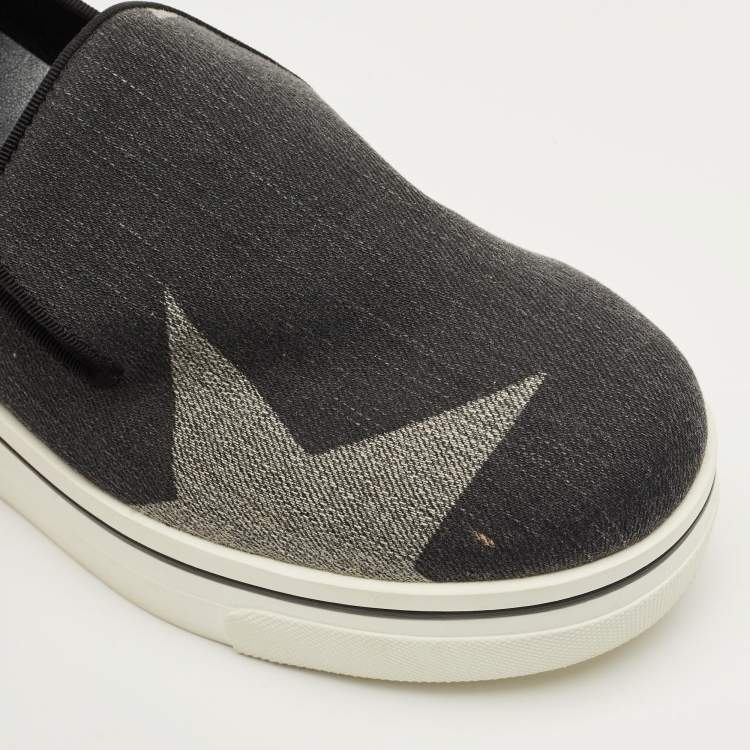 Pre Owned Stella McCartney Black/Grey Denim Binx Slip On Sneakers Size 36