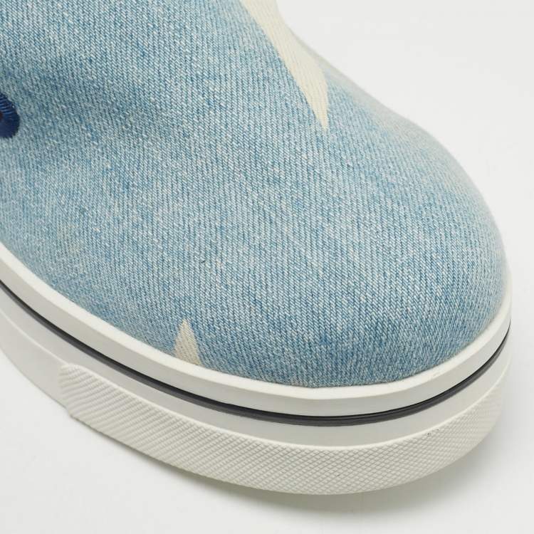 Pre Owned Stella McCartney Blue/Cream Denim Binx Slip On Sneakers Size 36