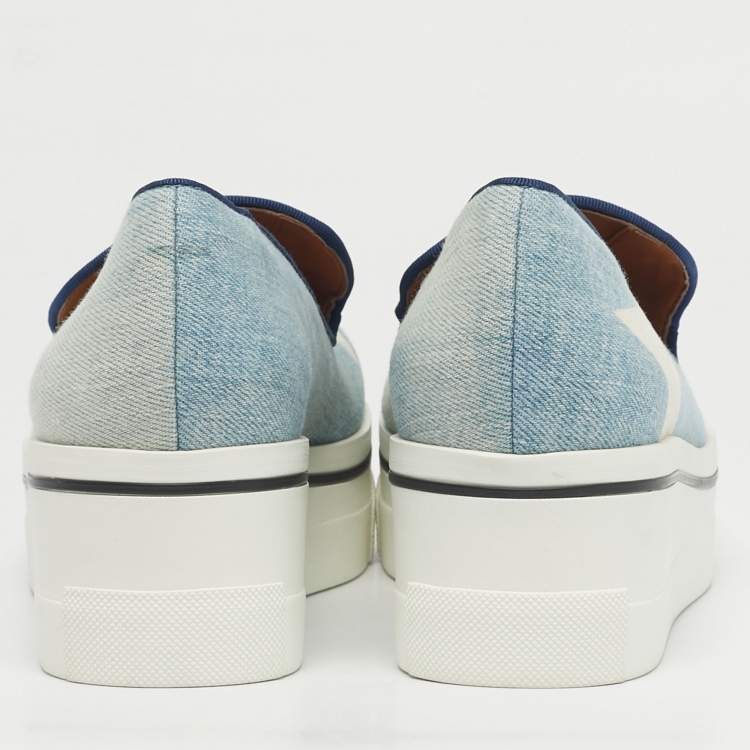 Pre Owned Stella McCartney Blue/Cream Denim Binx Slip On Sneakers Size 36