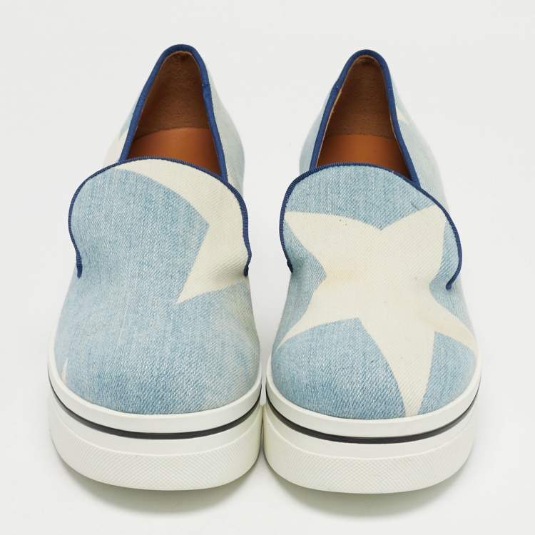 Pre Owned Stella McCartney Blue/Cream Denim Binx Slip On Sneakers Size 36