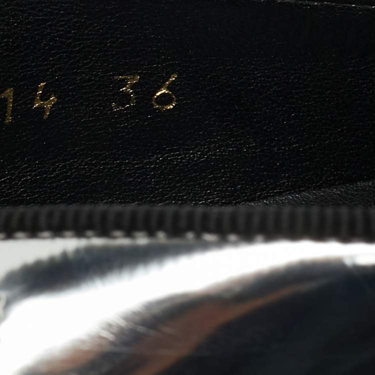 Pre Owned Stella McCartney Silver/White Faux Leather Binx Slip On Sneakers Size 36