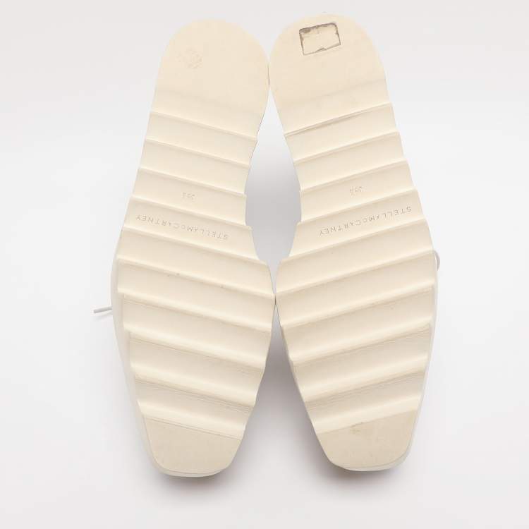 Pre Owned حذاء دربي ستيلا ماكرتني نعل سميك Elyse Star جلد صناعي فضي ميتالك مقاس 40